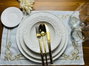Hermia Juego de Cena Rölyefli de 24 Piezas en Crema
